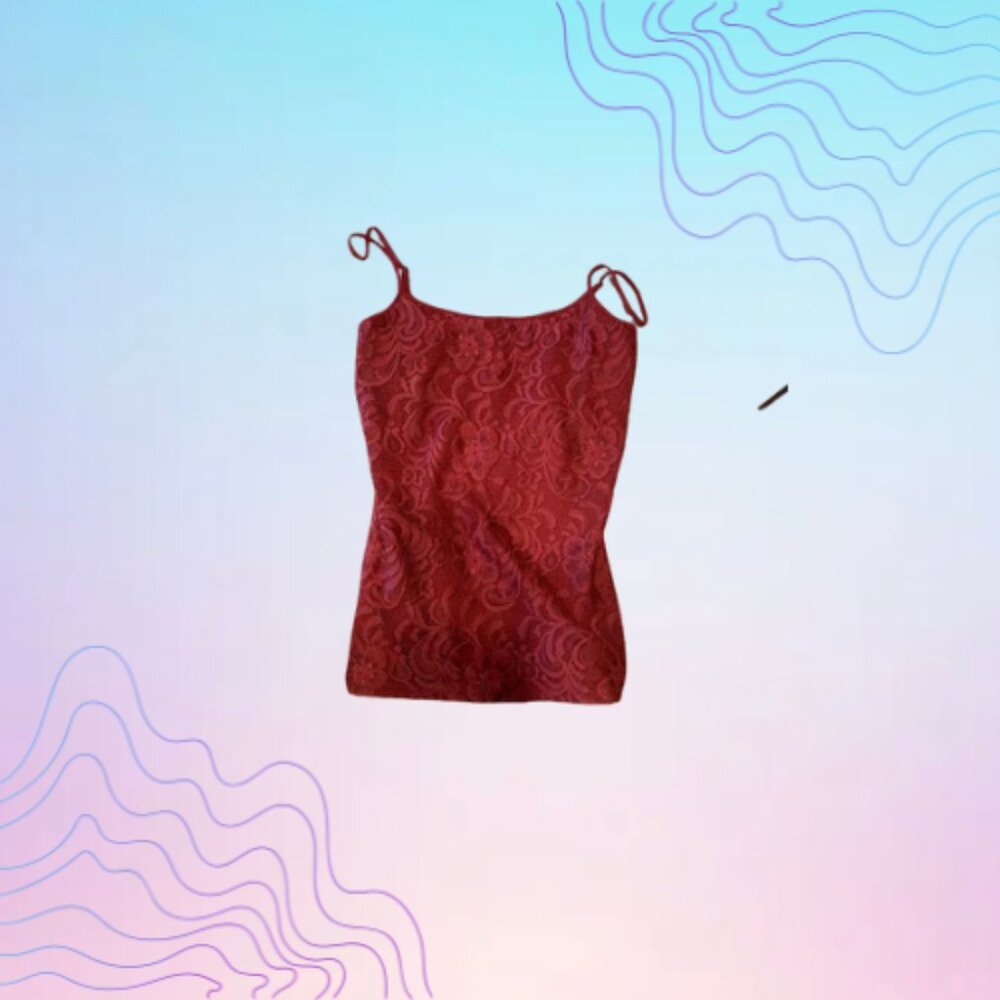ANN TAYLOR Women’s Size Medium Red Lace Camisole Tank Top
